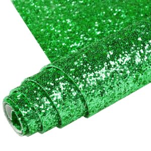 hguan green chunky glitter faux leather sheets fabric 1roll 12"x53"(30cmx135cm),used in making bows, earrings, accessories and diy handicraft projects (green)