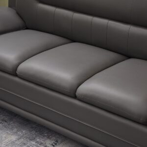 Kingway Faux Leather Living Room Sofas, 3 SEAT, Gray