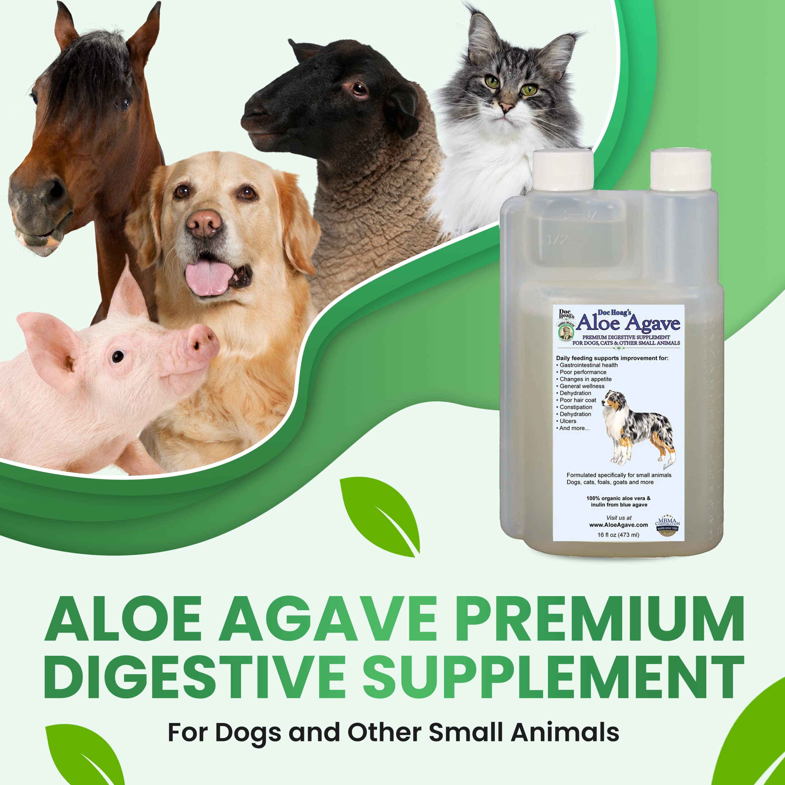 Doc Hoag’s Aloe Vera + Agave Natural Holistic Dog Supplements for Hair & Weight Loss - Also for Puppies, Cats & Other Small Animals by Original Udder Balm