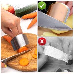 SKRYUIE 4 PCS Finger Guards for Cutting Stainless Steel Knife Slicing Finger Guard, Kitchen Safe Chop Cut Tool Finger Hand Protector, When Cutting Dicing Food Kitchen Tools Avoid Knife Hurting