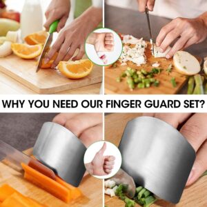 SKRYUIE 4 PCS Finger Guards for Cutting Stainless Steel Knife Slicing Finger Guard, Kitchen Safe Chop Cut Tool Finger Hand Protector, When Cutting Dicing Food Kitchen Tools Avoid Knife Hurting