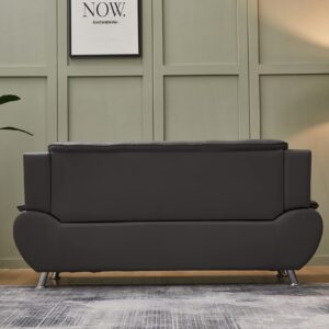 Kingway Faux Leather Living Room Sofas, 3 SEAT, Gray