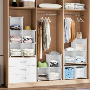 HOMIDEC 20-Cube Storage Shelf, Storage Bookcase Bookshelf with Metal Hammer, Storage Cubes Organizer Cabinet for Kids, Closet, Bedroom, Bathroom, (11.8x11.8x11.8 inch)