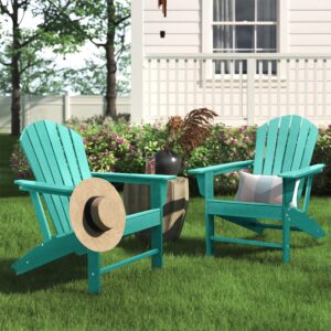 WMK Adirondack Chair Weather Resistant, Outdoor Fire Pit Chairs Plastic Resin Deck Adirondack Chairs for Patio, Law, Garden (Blue)