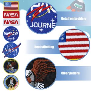 7pcs NASA Patch, Iron On Patches Space Badge Sew On Space Shuttle Embroidered and US Flag Patches for Jackets Backpacks Caps Hats Bags Clothing