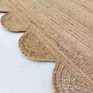 Gautam International Scalloped Natural Jute Area Rug, Natural Color (2'X6')