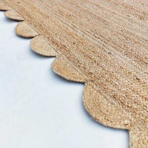 Gautam International Scalloped Natural Jute Area Rug, Natural Color (2'X6')