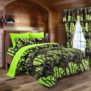 regal comfort the woods lime green camouflage king comforter - comforter set with 2 pillow cases premium luxury printed camo bedding set for rustic lodge adult teens boys and girls