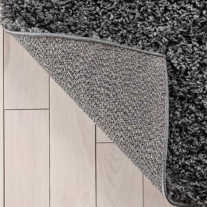 Well Woven Elle Basics | Emerson Shag Charcoal Grey | Textured Area Rug (6'7" x 9'6")