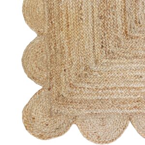 Gautam International Scalloped Natural Jute Area Rug, Natural Color (2'X6')