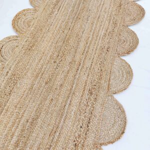 Gautam International Scalloped Natural Jute Area Rug, Natural Color (2'X6')