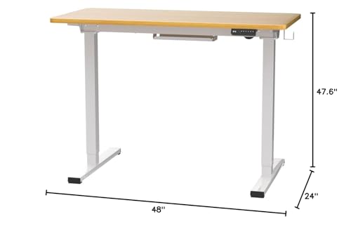 FLEXISPOT Adjustable Desk Quick Assembly Electric Standing Desk with 48 x 24 Inches Whole-Piece Ergonomic Memory Controller Sit Stand Desk(White Frame + 48" Bamboo Texture Desktop)