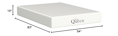 NapQueen 10 Inch Full Size Mattress, Bamboo Charcoal Memory Foam Mattress, Bed in a Box, White