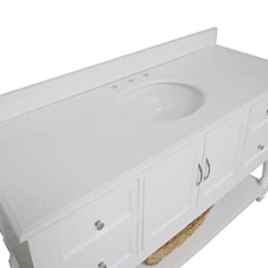 Beverly 48-inch Bathroom Vanity (White/Quartz): Includes White Cabinet with Stunning Quartz Countertop and White Ceramic Sink