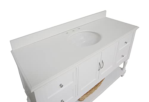 Beverly 48-inch Bathroom Vanity (White/Quartz): Includes White Cabinet with Stunning Quartz Countertop and White Ceramic Sink