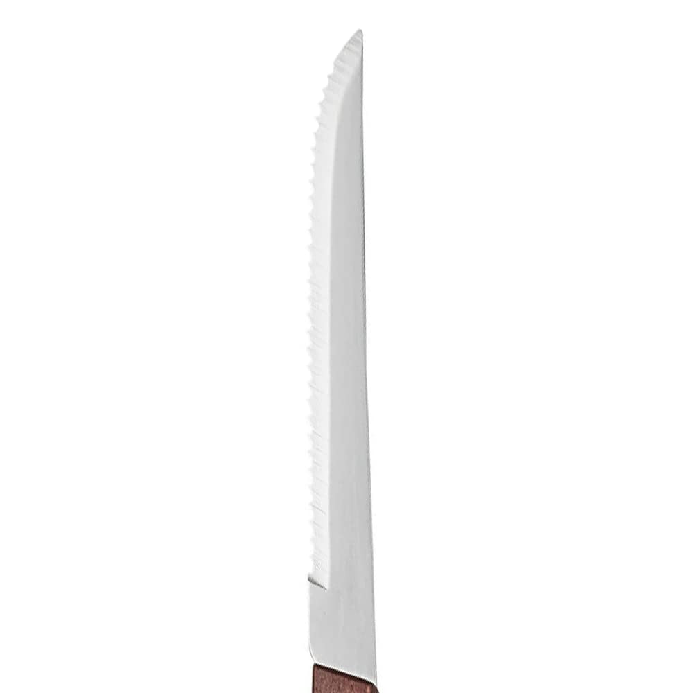 Tezzorio (Pack of 48) Serrated-Edge Pointed-Tip Steak Knives, 4-1/2-Inch Stainless Steel Blade Steak Knives with Wooden Handles for Restaurant