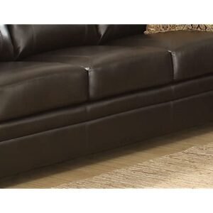 AC Pacific Louis Collection Traditional Upholstered Leather Living Room Piece with Antique Brass Nail Head Trim, Sofa, Dark Brown