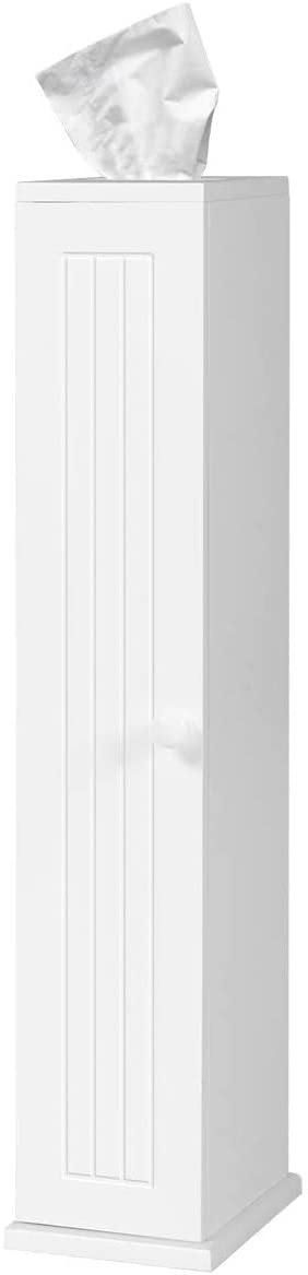 LUARANE Toilet Tissue Storage Tower, Toilet Paper Holder Stand with 4 Detachable Shelves Top Slot, Free Standing Paper Storage Organizer with Door, Floor Cabinet for Bathroom Kitchen, White