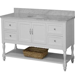 Kitchen Bath Collection Beverly 60-inch Single Bathroom Vanity (White/Carrara): Includes White Cabinet with Authentic Italian Carrara Marble Countertop and White Ceramic Sink