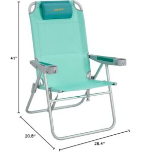 #WEJOY 17 in Oversized Beach Chair, 5 Adjustable Reclining Folding Backpack Beach Chairs for Adult, High Back Seat Chair with Bottle Opener,Handle Strap,Phone&Cup Holder for Camping Sand,300 Lbs