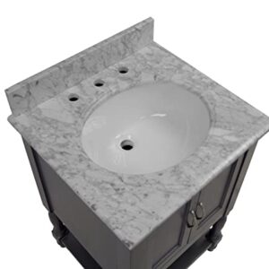 Beverly 24-inch Bathroom Vanity (Marine Gray/Carrara): Includes Marine Gray Cabinet with Authentic Italian Carrara Marble Countertop and White Ceramic Sink