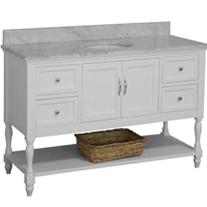 Kitchen Bath Collection Beverly 60-inch Single Bathroom Vanity (White/Carrara): Includes White Cabinet with Authentic Italian Carrara Marble Countertop and White Ceramic Sink