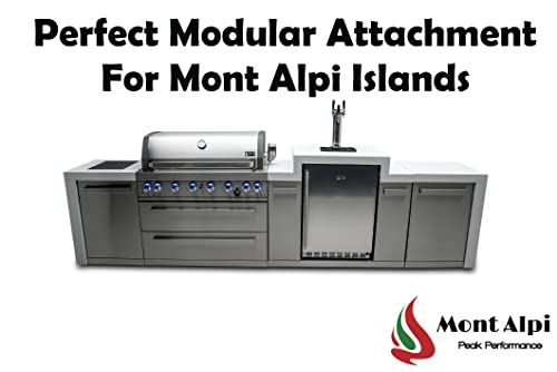 Mont Alpi MA-KEG Stainless Steel Outdoor Rated 3 Beer Tap Kegerator Keg Center Refrigerator Module w/Digital Display + White Granite Countertop - Holds 3 Pony Kegs - Fits Island Grills