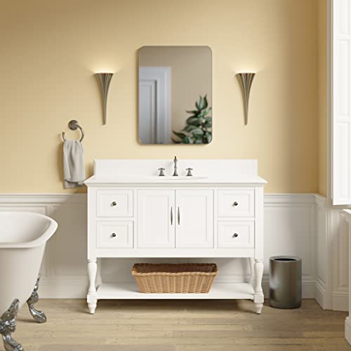 Beverly 48-inch Bathroom Vanity (White/Quartz): Includes White Cabinet with Stunning Quartz Countertop and White Ceramic Sink