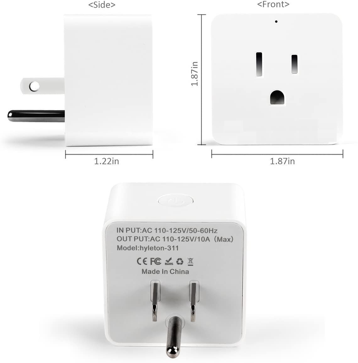 Seamless Home Automation Smart Plug – 3-Prong Grounded Outlet, Remote Control for Electrical Devices, Compatible with Alexa and Google Home, Effortless Convenience, Pack of 4