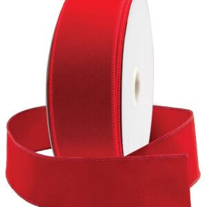 Red Velvet Ribbon Wired Christmas Ribbons 2.5 Inch Wide Wired-Edge Trim - Floral & Gift Wrapping Bow, Indoor Outdoor Christmas Tree Bows/Winter Wedding Ribbons Xmas Trees Crafts & Gifts (10)