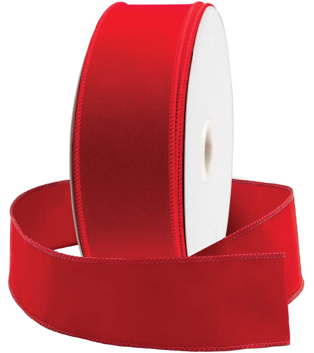 Red Velvet Ribbon Wired Christmas Ribbons 2.5 Inch Wide Wired-Edge Trim - Floral & Gift Wrapping Bow, Indoor Outdoor Christmas Tree Bows/Winter Wedding Ribbons Xmas Trees Crafts & Gifts (10)