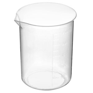 QWORK Plastic Beakers, 250ml, 12 Pieces, Polypropylene, Raised Graduations, Tapered Spout