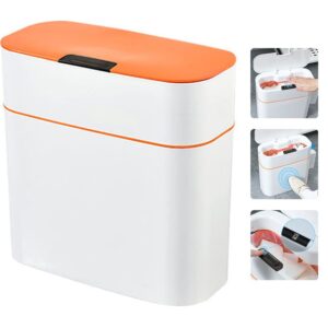 kelendle touchless motion sensor trash can - automatic garbage can kitchen waste bin bedroom trash can with lid for home office decoration orange lid 4.5 gallons