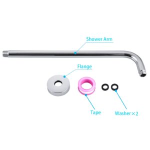 12 Inch Shower Arm with Flange,Stainless Steel 90 Degree Rain Shower Head Extension Arm,Wall-Mounted Shower Head Arm for Fixed Shower Head,Chrome