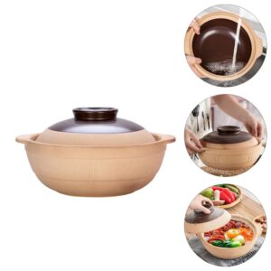 Ceramic Casserole Clay Earthenware Pot: Chinese Stew Pot Soup Pot Cooking Pot Stockpot with Lid Kitchen Cookware 1000ml