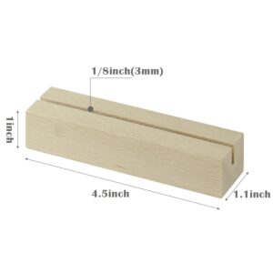 10 Pack Wooden Sign Holder- Beech Wood Table Number Holders Wood Place Card Holder Wood Stand for Acrylic Sign, Perfect for Wedding, Party, Event Table Centerpiece Decor (10 Pack 4.5 x 1.1 x 1 Inch)