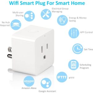 Seamless Home Automation Smart Plug – 3-Prong Grounded Outlet, Remote Control for Electrical Devices, Compatible with Alexa and Google Home, Effortless Convenience, Pack of 4