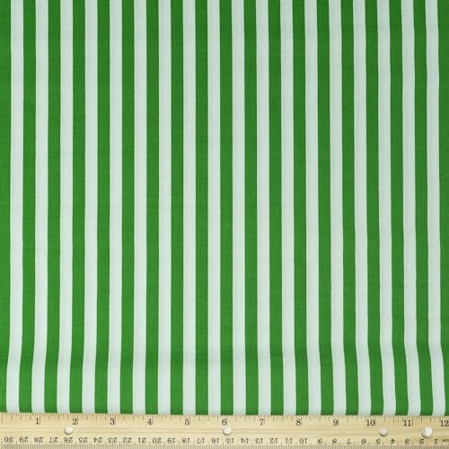 Stitch & Sparkle Cotton 44" Alter Stripe Green Color Sewing Fabric by The Yard G111707