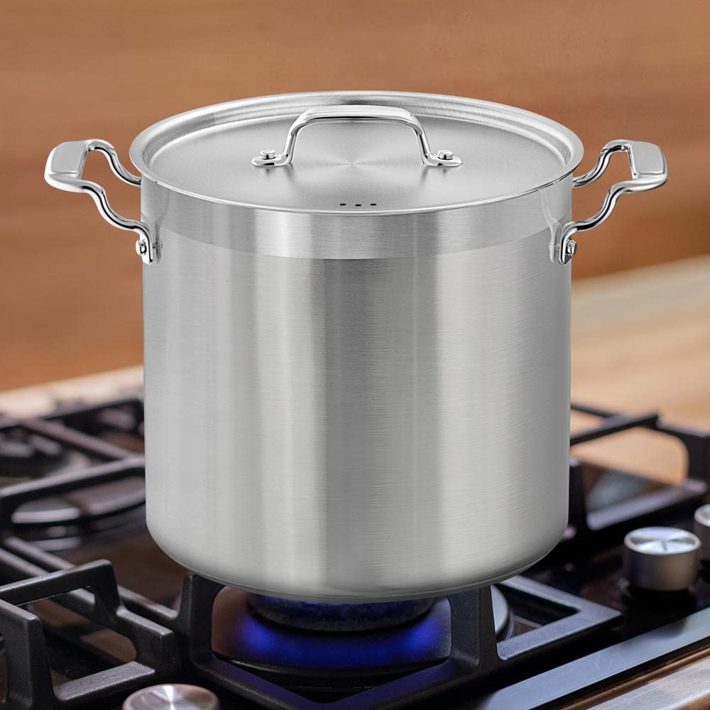 NutriChef 20 Quart Heavy-Duty Stockpot with Stainless Lid - Large Pot for Induction, Gas & Electric Cooktops, Perfect for Soups & Stews