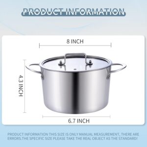 LOLYKITCH Tri-Ply 3 Quarts Stainless Steel Induction Cooking Pot,Small Stock Pot,Sauce Pot with Lid,Dishwasher and Oven Safe.