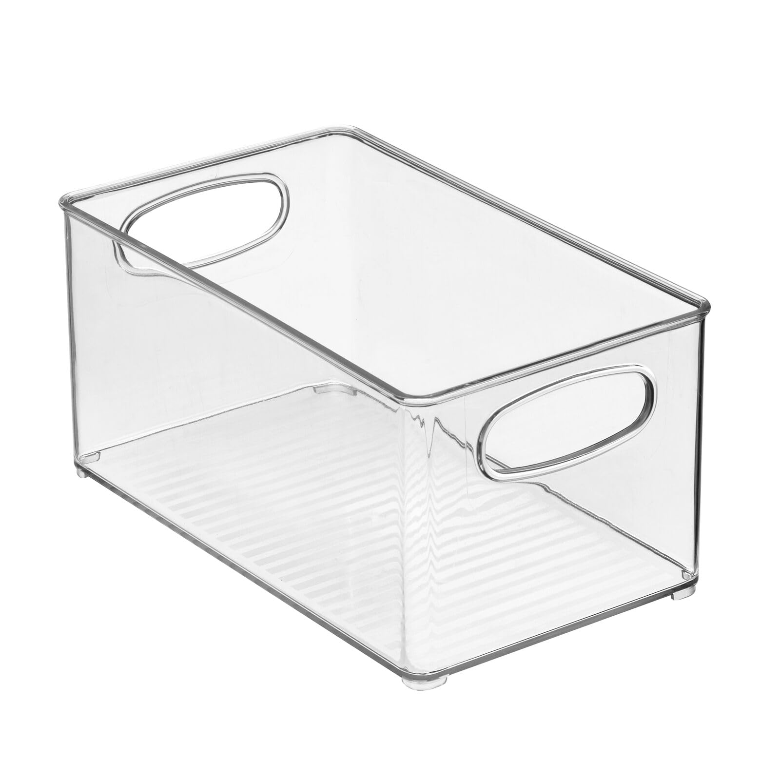 mDesign Plastic Storage Organizer Wide Container Bin with Handles for Bathroom, Home Organization - Holds Vitamins, Supplements, Makeup, Styling Tools - Ligne Collection - 2 Pack - Clear