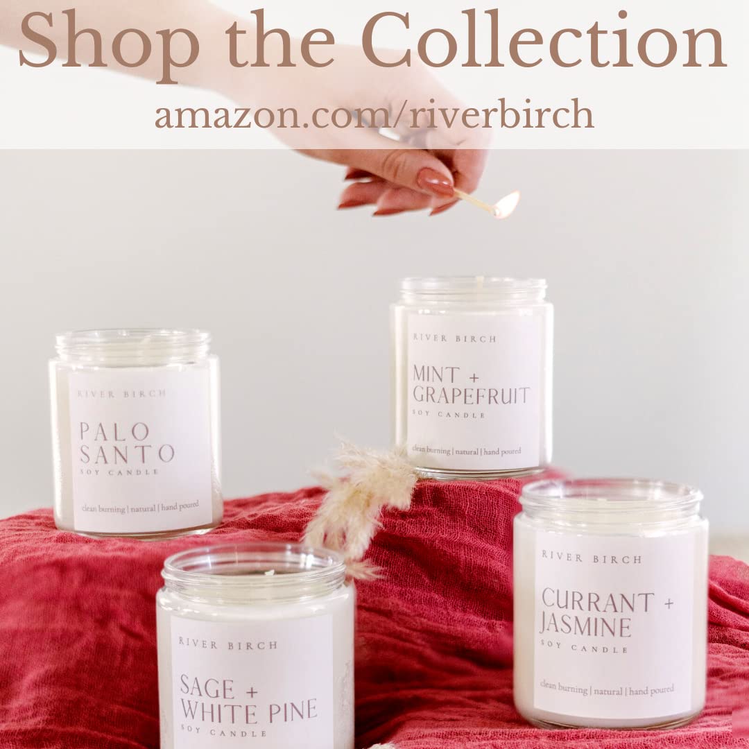 River Birch Candles Mint + Grapefruit Scented Candle | Premium, All-Natural, Non-Toxic, Soy Candles | 8.5oz 40 Hr Burn Time | Cozy Relaxing Gifts for Home