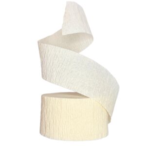 K-Kraft USA-Made Beige Crepe Paper Streamers for Birthday, Party, Holiday, School, Wedding, Shower, or Graduation (2 Rolls White Vanilla)