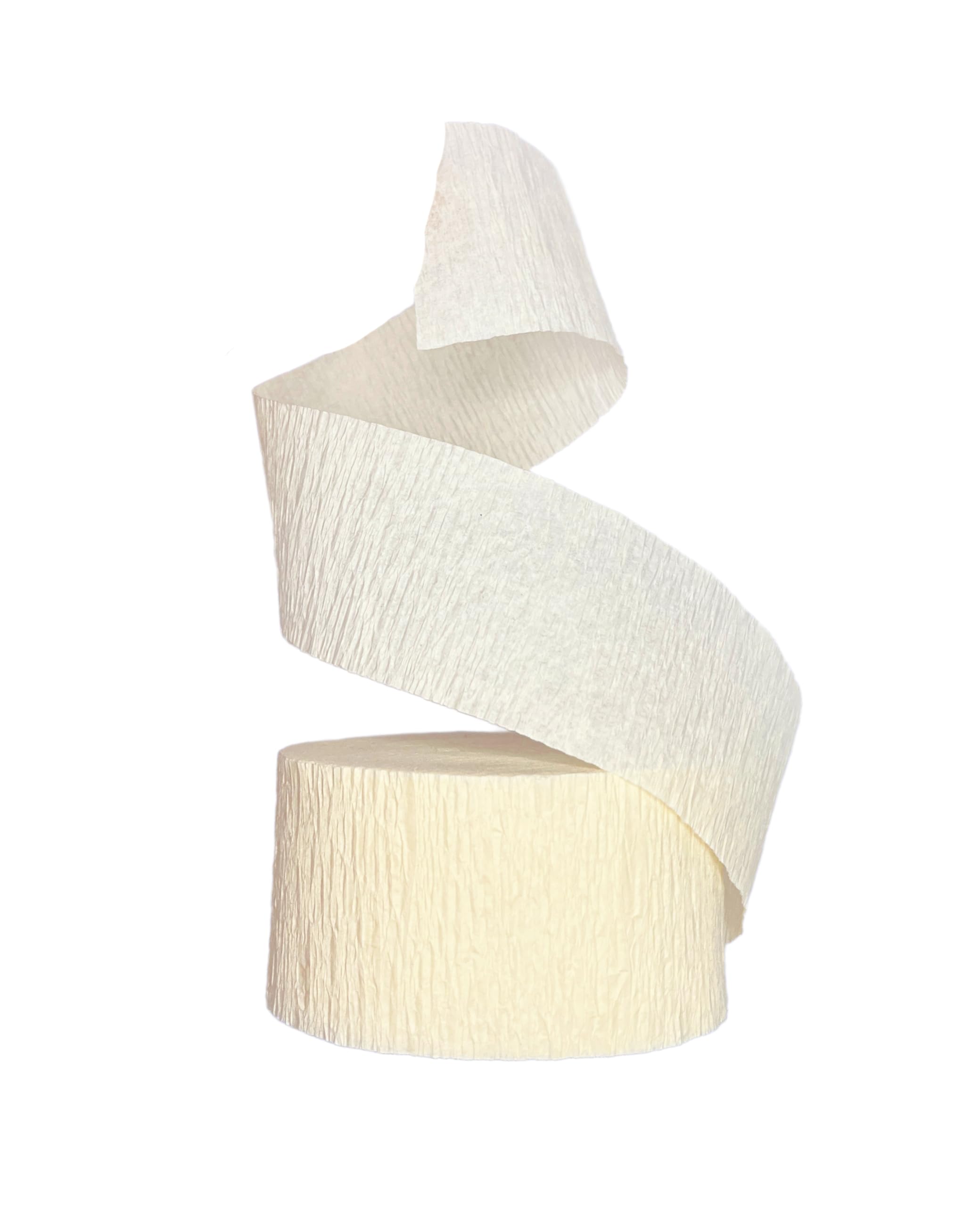 K-Kraft USA-Made Beige Crepe Paper Streamers for Birthday, Party, Holiday, School, Wedding, Shower, or Graduation (2 Rolls White Vanilla)