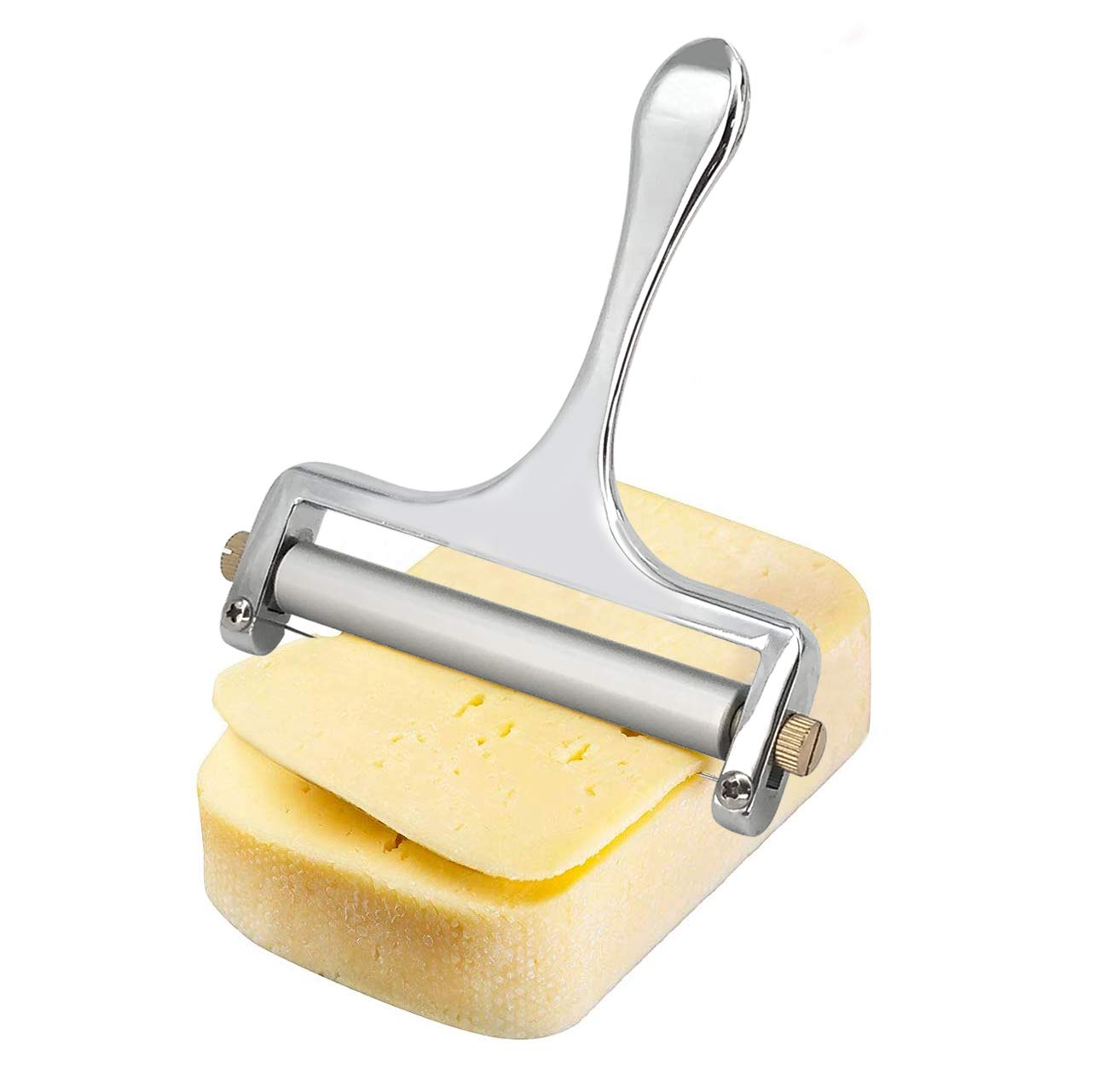 Metal Cheese Slicer Adjustable Thickness Wire Cheese Cutter for Semi-Hard Cheeses, Heavy Duty Wire Cheese Slicers (Silver)