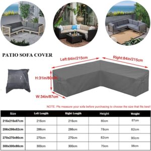 Skyour Patio Furniture Sectional Couch Sofa Cover Gray Weatherproof Heavy Duty 420D Oxford Outdoor V Shaped Sectional Garden Rattan Corner Sofa Furniture Protector Covers (V-Shape: 84x84in)