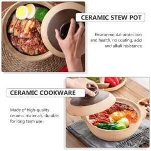 Ceramic Casserole Clay Earthenware Pot: Chinese Stew Pot Soup Pot Cooking Pot Stockpot with Lid Kitchen Cookware 1000ml