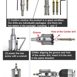 ASNOMY Tungsten Carbide Tipped Hole Saw Drill Bit for Hard Metal, 4 Inch T.C.T Hole Saw Cutter with 2pcs Titanium-Plated Pilot Drill bit for Metal, Stainless Steel, Iron, Wood, Plastic