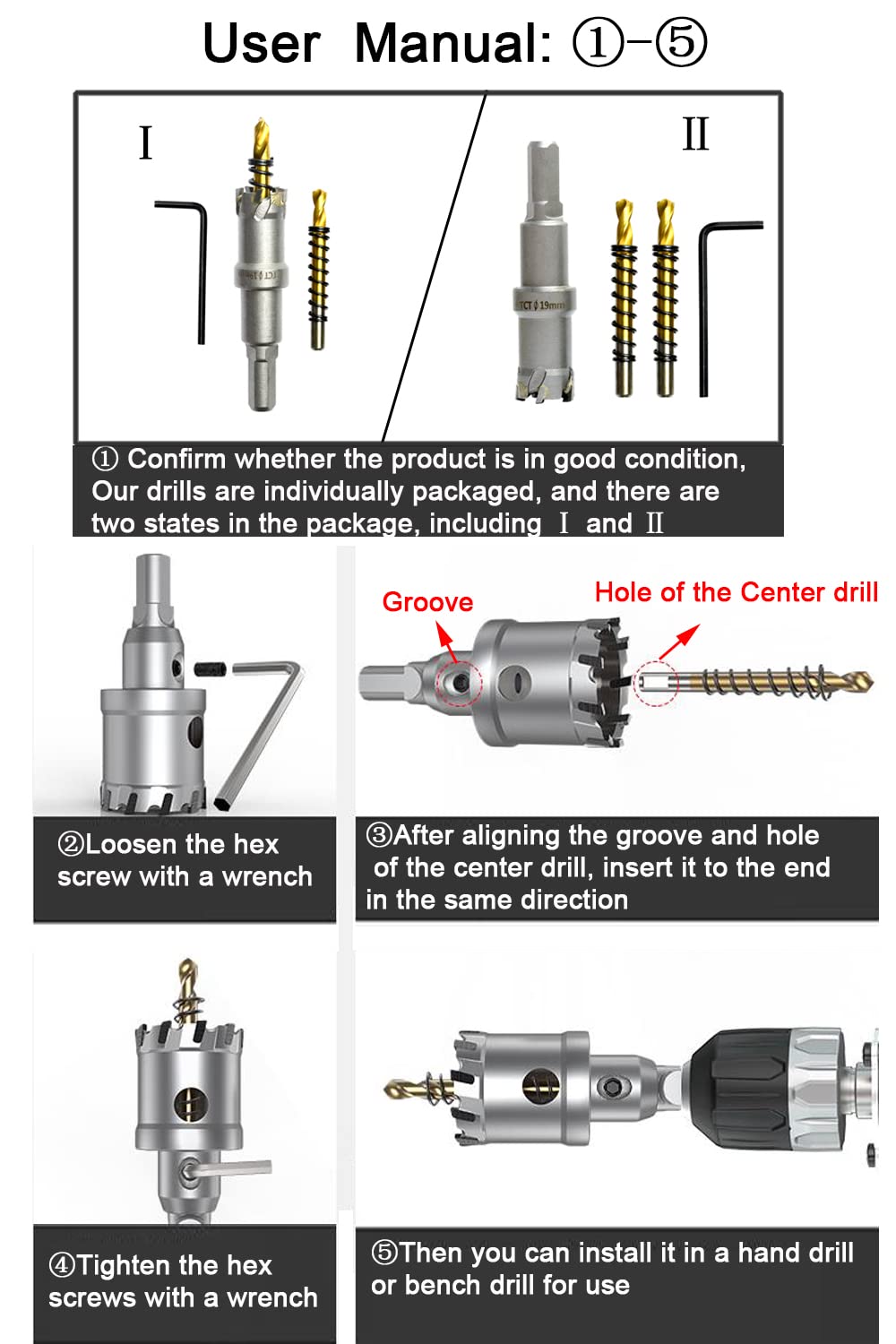 ASNOMY Tungsten Carbide Tipped Hole Saw Drill Bit for Hard Metal, 4 Inch T.C.T Hole Saw Cutter with 2pcs Titanium-Plated Pilot Drill bit for Metal, Stainless Steel, Iron, Wood, Plastic