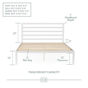 Edenbrook Cassidy Metal Platform Bed Frame with Metal Headboard - Box Spring Not Required - Wood Slat Support, White, Queen